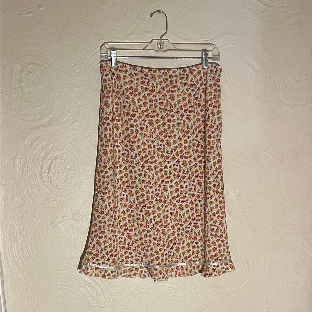 Express Red and light green Floral A-Line Skirt